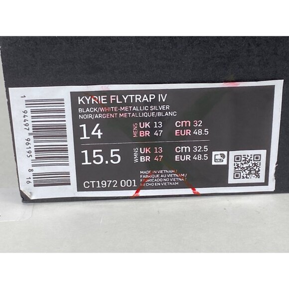 Nike KYRIE FLYTRAP IV 4 EP black White Mens size 14 NEW - Picture 4 of 14